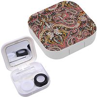 Portable Contact Lens Case Box Travel Kit Mirror + Bottle + Tweezers Container Holder [ Traditional Indian Paisley ]