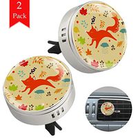 Maple Fox Orange Car Aromatherapy Essential Oil Diffuser Crystal Glass Air Freshener Vent Clip Locket with 4 Refill Pads Silver metal Car Diffuser for Aromatherapy 34mm