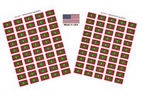 Made in USA! 100 Country Flag 1.5" x 1" Self Adhesive World Flag Scrapbook Stickers, Two Sheets of 50, 100 International Sticker Decal Flags Total (Maldives)
