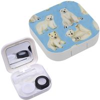 Portable Contact Lens Case Box Travel Kit Mirror + Bottle + Tweezers Container Holder [ Watercolor White Polar ]