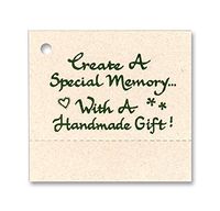 100 Hang Tags Size 2"x2-1/8" Create A Memory Handmade & 100 Cut Strings for Crafts & Gifts. Personalize & Price Your Merchandise. Perforated