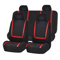 FH Group FB032RED114 Red Unique Flat Cloth Car Seat Cover (w. 4 Detachable Headrests and Solid Bench)