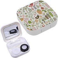 Portable Contact Lens Case Box Travel Kit Mirror + Bottle + Tweezers Container Holder [ Floral Ornament ]
