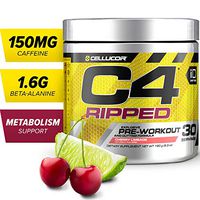 C4 Ripped Pre Workout Powder Cherry Limeade | Creatine Free + Sugar Free Preworkout Energy Supplement for Men & Women | 150mg Caffeine + Beta Alanine + Weight Loss | 30 Servings