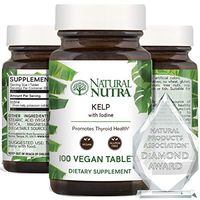 Natural Nutra Kelp Iodine Supplement, Thyroid Support, Vegan Sea Kelp, North Atlantic Sourced Seaweed Extract, 225 mcg, 100 Tablets