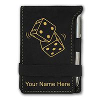 Mini Notepad, Pair of Dice, Personalized Engraving Included (Black)