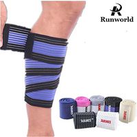 Runworld (1 Pair Elastic Calf Shin Compression Bandage Brace Thigh Leg Wraps Support for Sports, Weightlifting, Fitness, Running - Knee Straps for Squats Men Women (Blue/Black)
