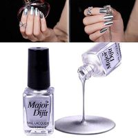 Nail Art Polish,Putars Sexy Mirror Nail Polish Plating Silver Paste Metal Color Stainless Steel Mirror Silver Nail Polish for Nail Art 7ml
