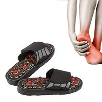 Reflexology Foot Massager Tools Acupressure Massage Slippers Shoes Sandals Mat with 82 Removable Rotating Acupuncture Points for Men Women,Brown,4243size