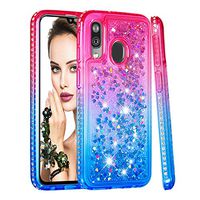 Google Pixel 3a Case, Google Pixel 3a Liquid Sparkle Bling Shiny Clear TPU Quicksand Design Protective Phone Case Cute Women Men Cover Shockproof for Google Pixel 3a Red Blue