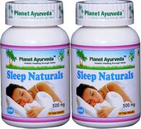 Sleep Naturals - 2 bottles (each 60 capsules, 500mg) - Ayurvedic remedy by Planet Ayurveda (in USA)