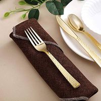Tableclothsfactory 24 Pack Disposable Plastic Forks | 7"| Gold | BPA Free | Hammered Design Disposable Flatware