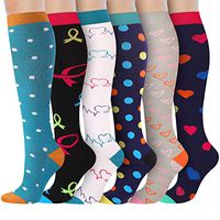 Womens Compression Socks Knee High Compression Stockings Fashion Support Socks for Travel, Running, Nurse, Maternity, Pregnant Women, Recovery, L/XL, 6 Pack,15-20 mmHg