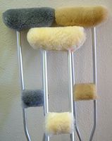 Sheepskin Deluxe Crutch Pad Covers Under arm & Hand Grip Pads Authentic Australian Merino 4 Piece Set (Medical Ivory)