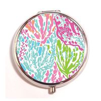 Lilly Pulitzer Custom Fashion Silver Round Pill Case Drug Organizer Holder Pocket Or Wallet Organizer Case