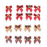 LIOOBO 16Pcs Christmas Tree Bows Pendant Gift Wrap Bows Xmas Tree Ornaments Presents Packing Party Decor (Random Pattern)