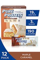 Pure Protein Bars, High Protein, Nutritious Snacks to Support Energy, Low Sugar, Gluten Free, Maple Caramel, 1.76oz, 12 Pack