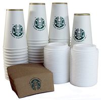 Starbucks White Disposable Hot Paper Cup, 16 Ounce, Sleeves and Lids (Pack of 50 Each)