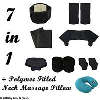 7 in 1 Self Heating Massager Set – Contains Neck Shoulder Waist Wrist Elbow Knee Ankle Massage Braces + Vibrating Neck Massage Pillow (M)