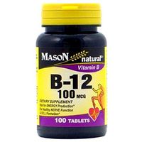 3 Pack Special of MASON NATURAL B-12 100 MCG TABLETS 100 per bottle