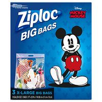 Ziploc N/A Disney Mickey Mouse Extra Large Big Bags - 3ct. (2 PACK), Clear, 7.5 inches (H) x 8.94 inches (W) x 1.5 inches (D)