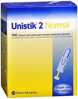 Owen Mumford Unistik 2 Normal Capillary Blood Sampling Devices AT0702 100 EA - Buy Packs and SAVE (Pack of 3)