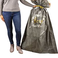Hallmark 56" Large Plastic Gift Bag (Gold Love, White Flowers) for Engagement Parties, Bridal Showers, Weddings, Valentines Day and More
