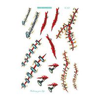 UOKNICE Halloween Waterproof Temporary Tattoo Sticker Scar Terror Wound Blood Injury Hot