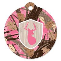 Pink Gone Hunting - Deer Hunting Girl Camo Baby Shower or Birthday Party Favor Gift Tags (Set of 20)
