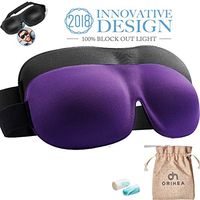 Eye Cover Sleeping Mask for Woman Men, Patented Design Great Blackout Sleep Mask Comfortable Eye Mask Blindfold (Black£«Purple£«earplug)