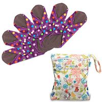 Teamoy 6Pcs Sanitary Pads-10 Inches, Reusable Washable Cloth Menstrual Pads/Panty Liners with Wet Bag, Super-Absorbent, Soft and Comfortable, Perfect for General Flow(Medium, Purple Dots)