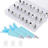 Vastar Cake Decorating Supplies Kit - 30 in 1 cake decorations, 24Pcs Professional Stainless Steel DIY Icing Tips with 3 Reusable Coupler & Storage Case & 3 Sizes Silicone Cake Decorating Pastry Bags