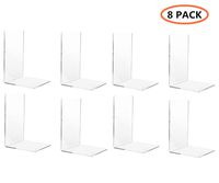 CY craft 8 Pieces/4 Pairs Bookends,Clear Acrylic Bookends for Shelves,Heavy Duty Book Ends and Desktop Organizer,Book Stopper for Books/Movies/CDs,7.3 ×4.8× 4.8 inch