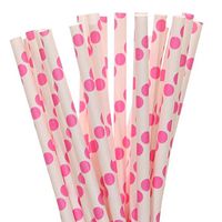Hot Pink Polka Dot Paper Straws (50)