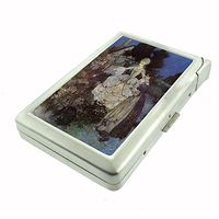 Perfection In Style Metal Cigarette Case with Built in Lighter Vintage Fairy Tale Design 012