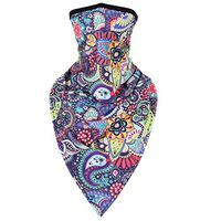 Dinfoger Unisex Neck Gaiter Face Triangle Scarf Sunscreen Ice Silk Graffiti Bandana Mask with Colorful Cashew Flower