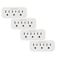 Maxxima 3 Grounded Multi Outlet Adaptor Wall Plug, Turn one outlet into 3 (Pack of 4)