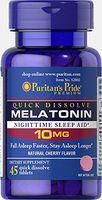 Puritan's Pride Quick Dissolve Melatonin 10 mg Cherry Flavor-45 Tablets