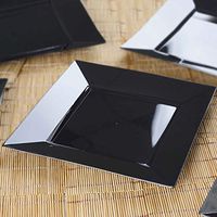 Efavormart 50 Pcs - Black 9" Square Disposable Plastic Plate Dinner Plates for Wedding Party Banquet Events Decoration