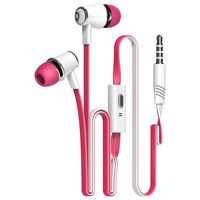 AutumnFall 3.5mm In Ear Headphones Wired Earphones Passive Noise Cancellating Earbuds Headphones with Mic (Hot Pink)