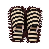 Frjjthchy Microfiber Fuzzy Slippers Floor Cleaning Mop Slippers Shoes Detachable Multi-sizes Floor Cleaning Tool (Women 5-6, Brown)