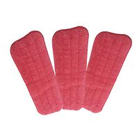 Set of 3 Microfiber Spray Mop Replacement Heads for Wet/Dry Mops Reusable Replacement Refills Fits for Bona Floor Care System (red)