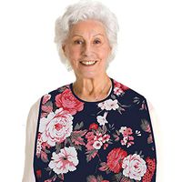 Vlokup Adult Bibs for Eating Women & Men, Waterproof Mealtime Clothing Protector for Elderly, Optional Crumb Catcher, Adjustable Snaps, Reuasale Washable, Floral