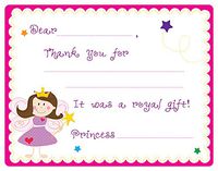 Fairy Princess Fill-in Thank You Note Cards for Kids, 5.5" X 4.25" Notecards with White Envelopes