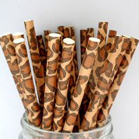 Free DHL 500 pcs Brown Leopard Print Paper Straws Bulk, Jungle Safari Zoo Paper Drinking Straws for Party, Birthday, Wedding, Baby Shower, Picnic, BBQ, Farm Animal Print Mason Jar Straws