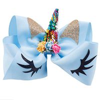 Unicorn Alligator Clip Bows 8 inch (2#, B#)