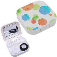 Portable Contact Lens Case Box Travel Kit Mirror + Bottle + Tweezers Container Holder [ Watercolor Circle ]