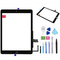 Black Digitizer Repair Kit for iPad 9.7" 2018 iPad 6 6th Gen A1893 A1954 Touch Screen Digitizer Replacement with Home Button + Adhesive + Tools