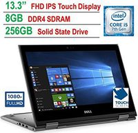 Dell Inspiron 2-IN-1 13.3-inch Touch IPS FHD 1080p Laptop PC, Intel Core i5-7200U, 8GB DDR4 SDRAM, 256GB SSD, Bluetooth, Backlit Keyboard, Up to 8h battery life, Windows 10