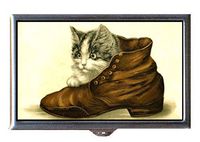 Kitten Cat in Shoe, Sweet Victorian Art, Cute Decorative Pill Box